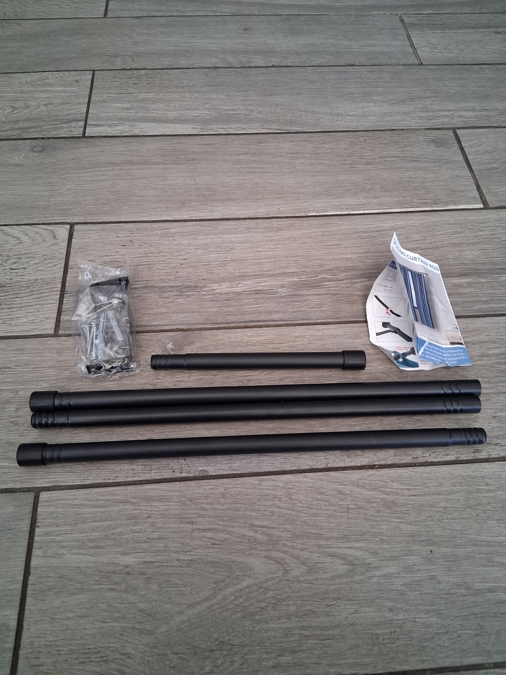 Adjustable Black Tension Curtain Rod Set